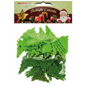 Naklejki z mikrogumy Brewis Choinki, 50szt